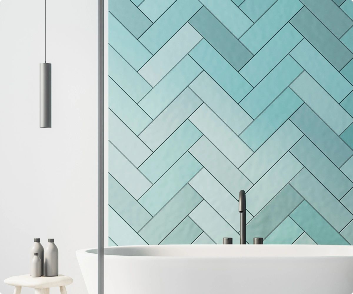 Bathroom tiles and tub